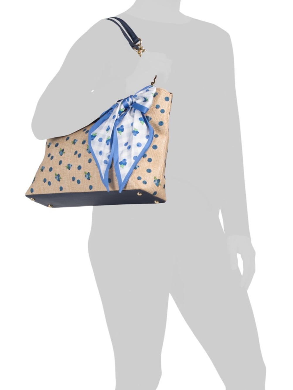 NWT-Betsey Johnson-Blueberry🫐Embroidered-Large XO Tote-Woven Straw-Natural-$118 - Picture 16 of 16